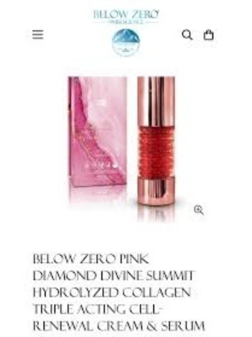 Below Zero Pink Diamond Hydrolyzed Collagen Cell-Renewal Cream & Serum Set 50ml